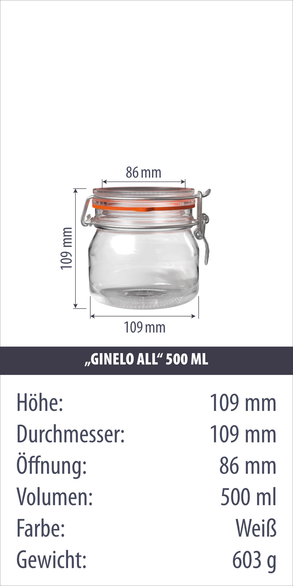 Bügelglas 'Ginelo All' 500 ml